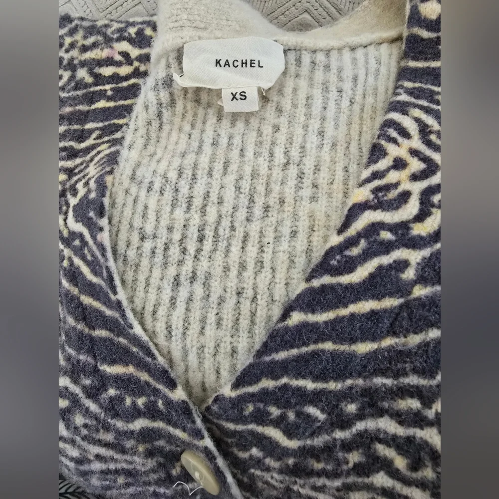 ANTHROPOLOGIE x Kachel Artistic Soft Wool Blend V Neck Cardigan Cocoa Brown XS - Picture 7 of 9